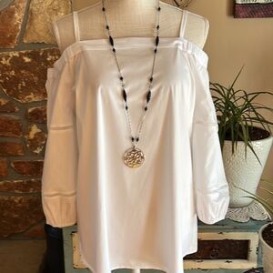 Calvin Klein Cold Shoulder Women’s White Blouse Size Medium